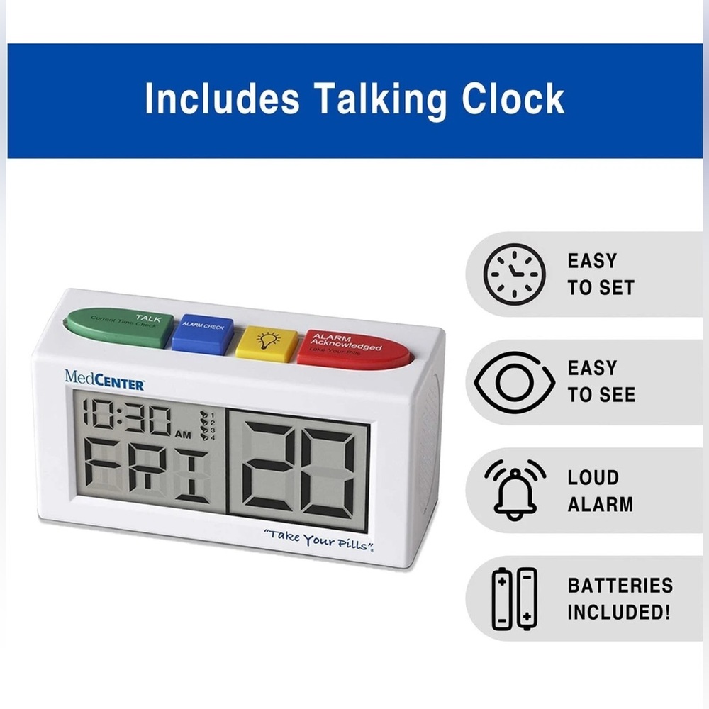 Pill Organizer System with Talking Alarm Clock reminder 4 Times a Day 31 Day NEW - Picture 5 of 15